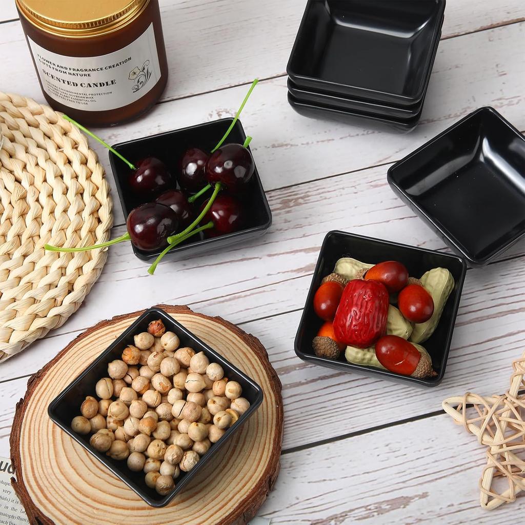 Domensi 24 Pcs Dipping Sauce Bowls, 3 Oz Soy Sauce Dishes Dip Bowls Set for Tomato BBQ Ketchup Sushi and Other Party Supply Dinner(Black)