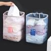 Folding Laundry Basket Organizer Dirty Clothes Bathroom Clothes Mesh Storage Bag Home Wall Mounted Hanging Basket Frame Bucket