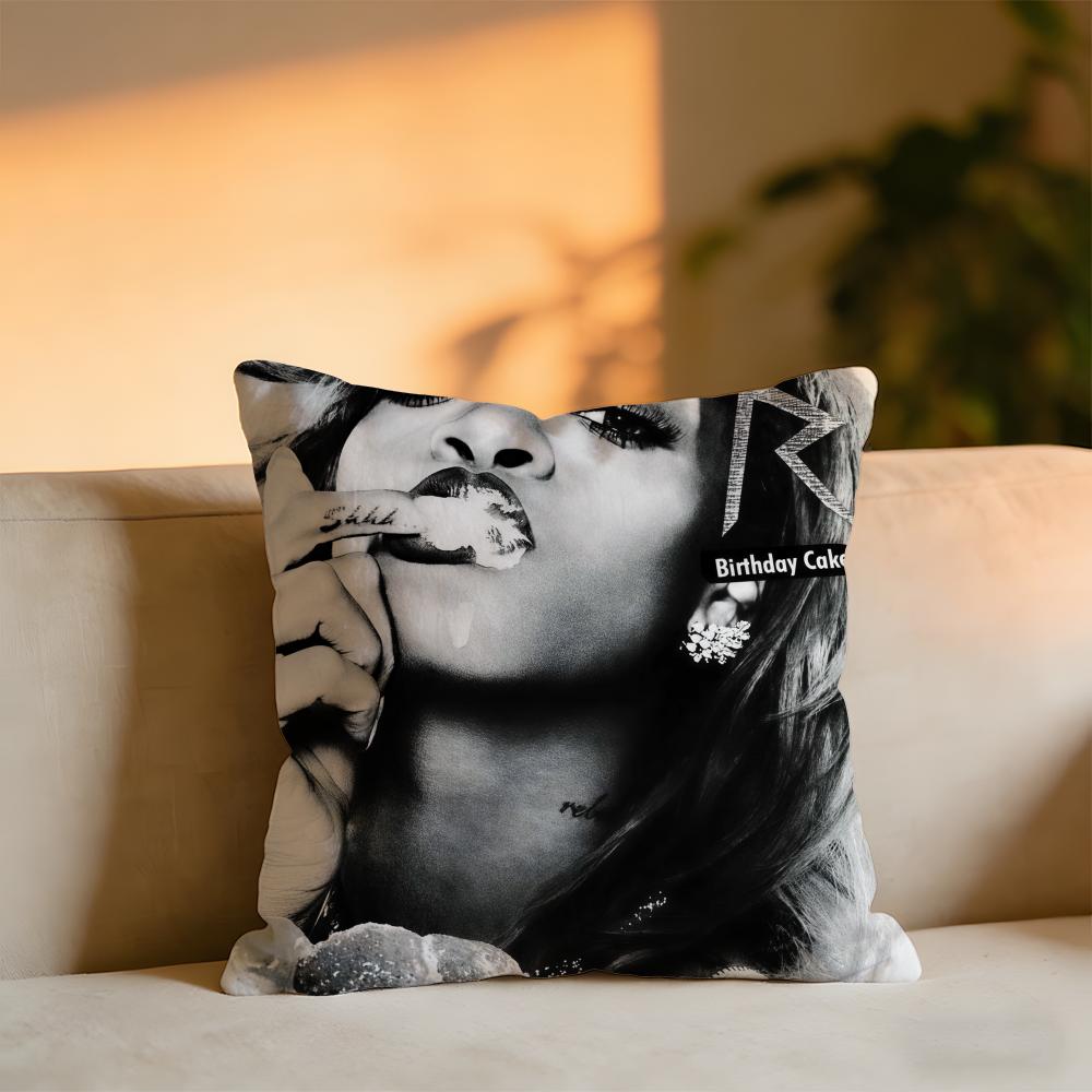 RRRihannaS Album Cushion Cover Cozy Velvet Throw PillowSoft Warm Cushion For Sofa  Bed