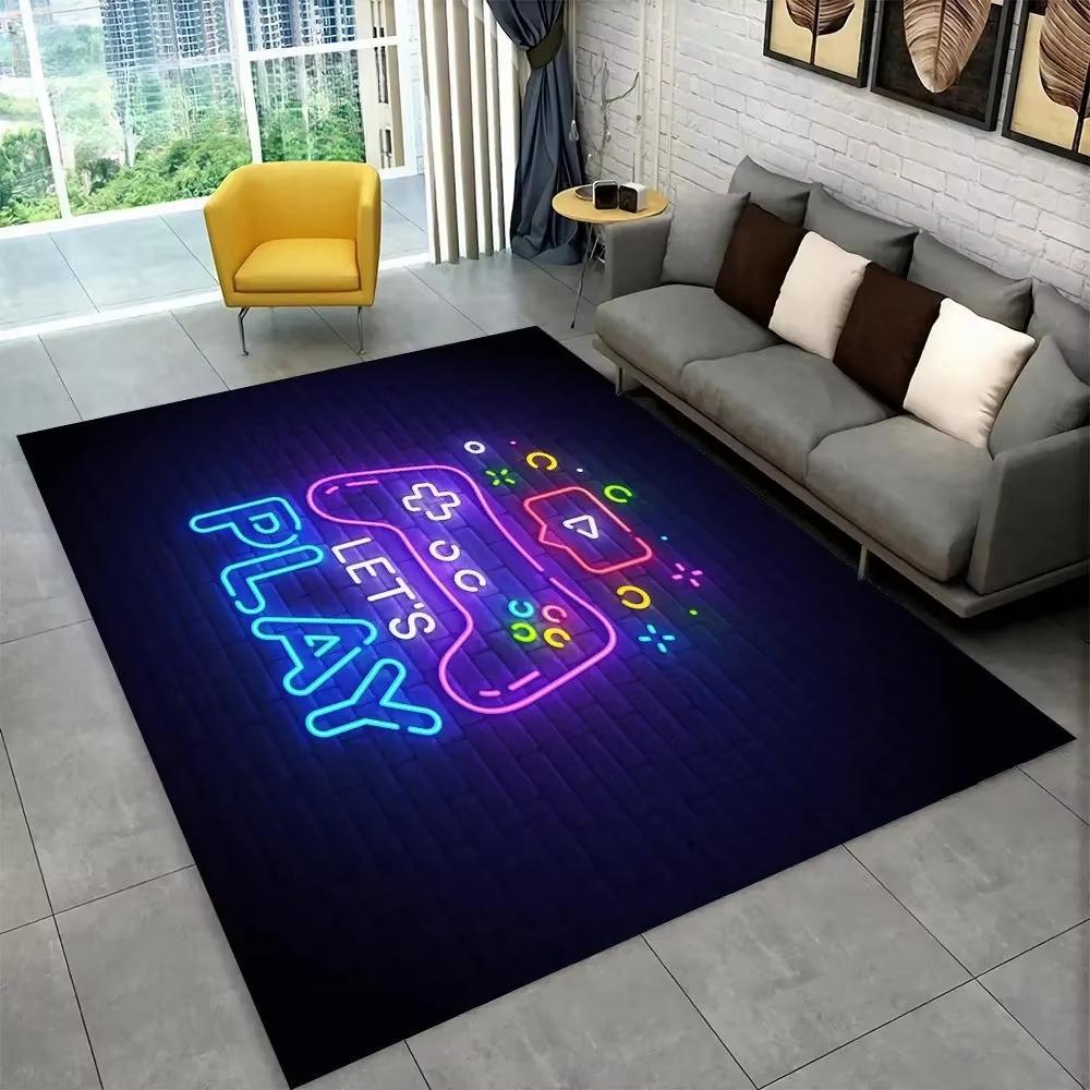 Moderner bunter Gamecontroller Themen Teppich Wohnzimmerdeko Sofa Teppich Bettseite Weicher Bereichsteppich Spielzimmer Drehstuhl Bodenmatte