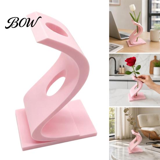 Elegant Flower Display 3D Printed Curved Arrangement Stand, Minimalist Holder Ornament, Decorative Home Accent Creative Artistic Table Decoration for