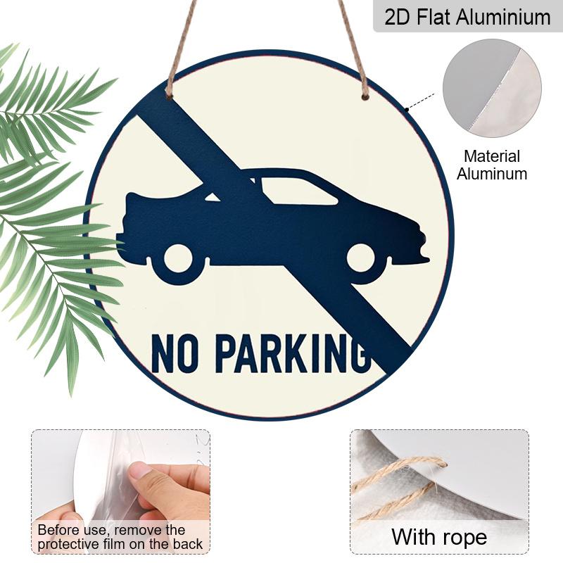 2D Flat 1pc, 8x8 In, No Parking Round Aluminum Metal Sign - Artistic Nature-Inspired Design with Tree Artwork, Vibrant Serene Decor for Living Room