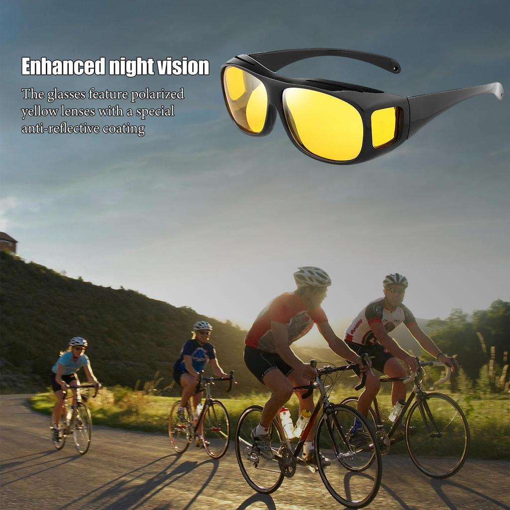 Night Vision Glasses Fit Over Prescription Glasses Driving Glasses Polarized Anti-glare Yellow Tinted Glasses for Women Men