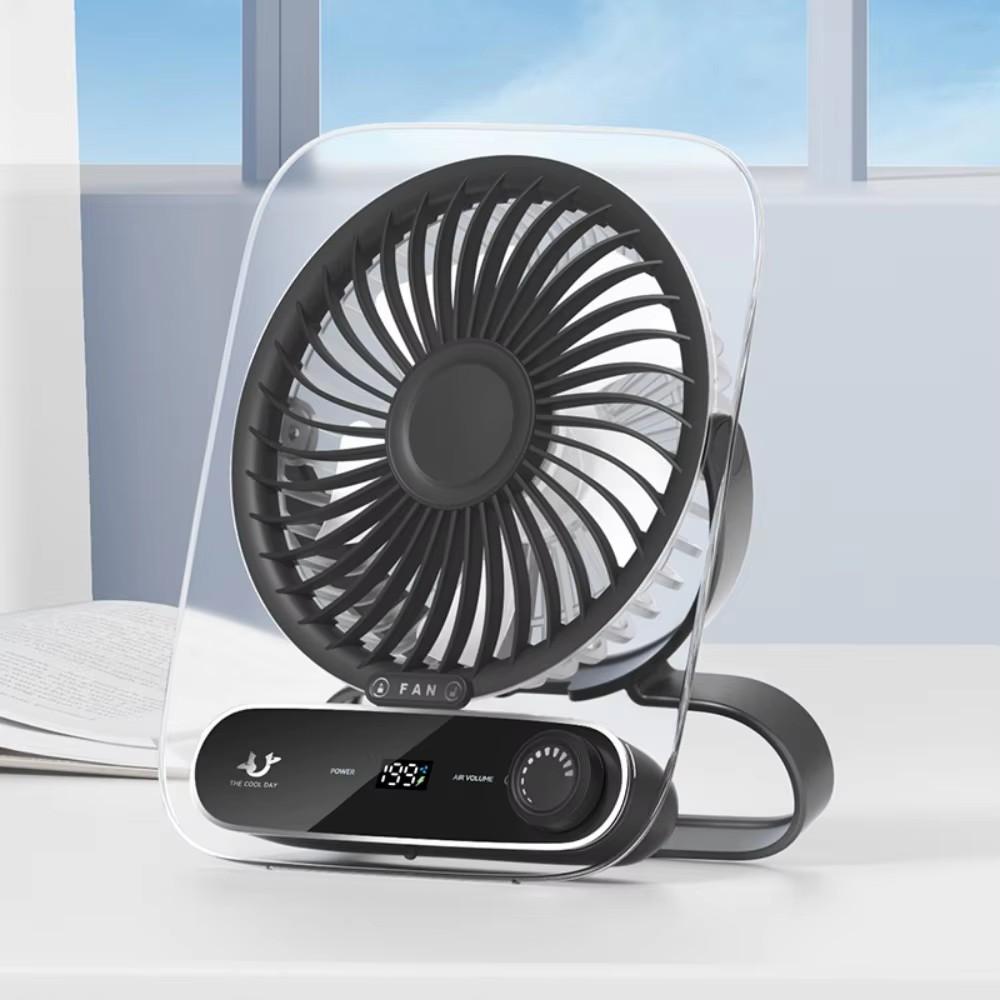 

Desktop Non Perforated Wall Mounted Fan 4000mAh USB Rechargeable Electric Fan with Night Light LED Digital Display 100Speed Wind