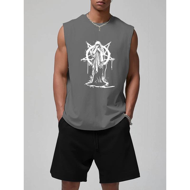 Модный Мужской Комплект: Майка с Графическим Принтом и Шорты из Полиэстера, Дышащий S