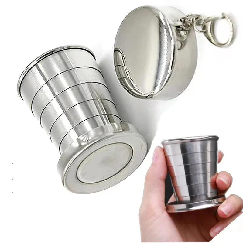 Portable Stainless Steel Folding Cup Telescopic Mug for Tea Camp Utensils Tableware Folded Cup Outdoor Camping 75ml/150ml/250ml