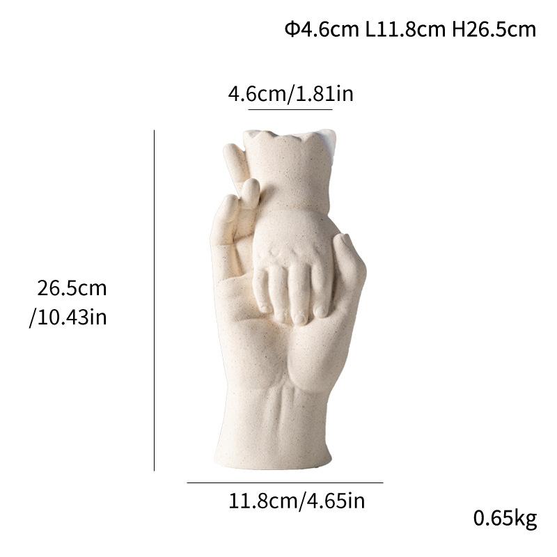 Nordische Kreative Große Hand Kleine Hand Keramikvase Leichter Luxus High-End Dekoratives Blumenarrangement Romantisches Kunstornament