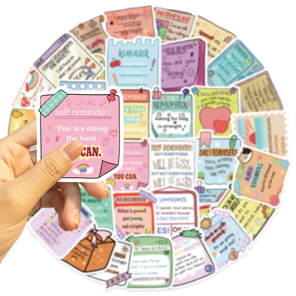 54 Pieces of Mental Health Sticky Notes PVC Stickers for Waterproof Luggage, Skateboard and Car Stickers