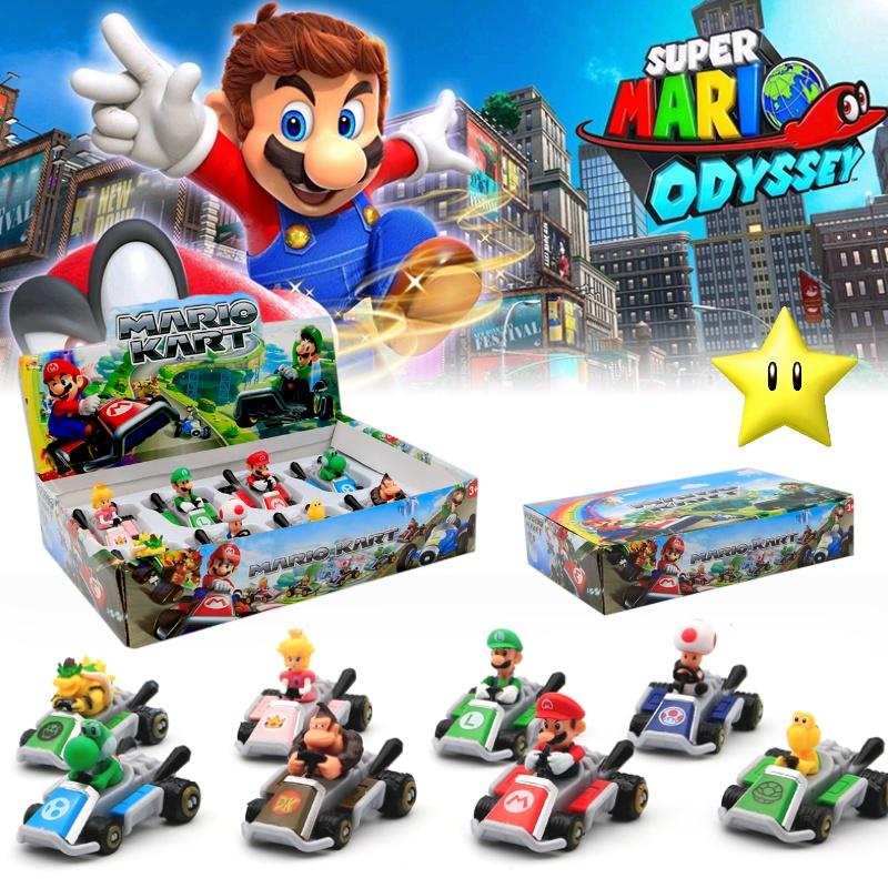 Super Mario Party Go-kart Toy Set With 8 Collectible Figures And Display Box