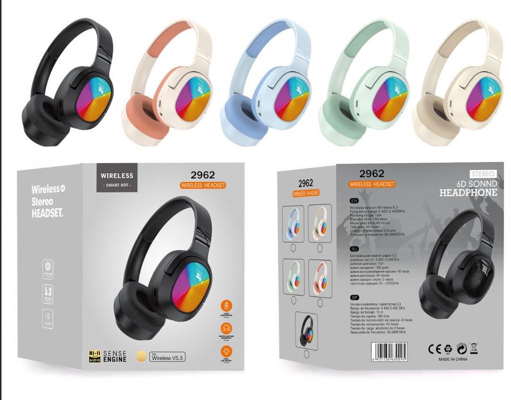 Cross-border Bestseller 2962 Foldable Over-ear Bluetooth Headphones - High-Quality Sound for Wireless E-sports