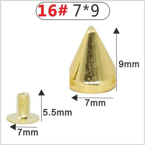 Punk Spike Alloy Bullet Rivet Horn Cone with Base Screw for Apparel, Bags, Shoes