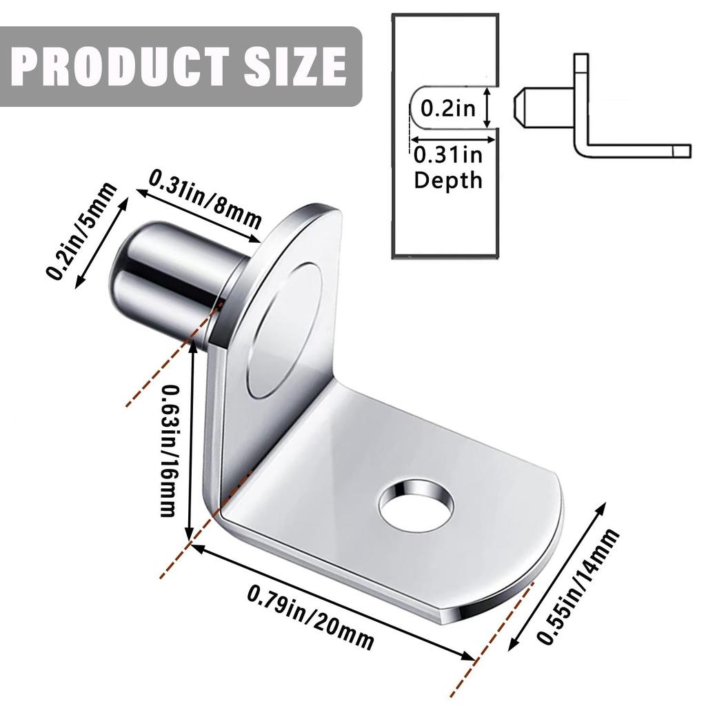 20Pcs Shelf Brackets Support Studs Pegs 5mm Metal Pin Shelves Seperator Furniture Shelf Wall Mount Bracket Holder For Cabinet