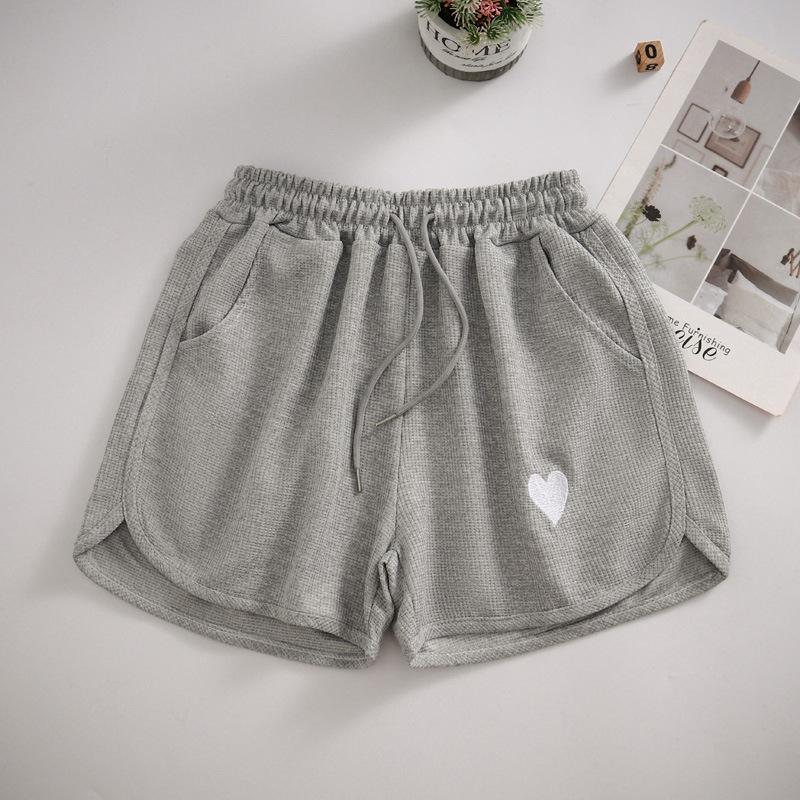 Waffle Sports Casual Shorts Women's Summer Thin Korean Version of The New High Waist Home Straight Cylinder Wide Legs