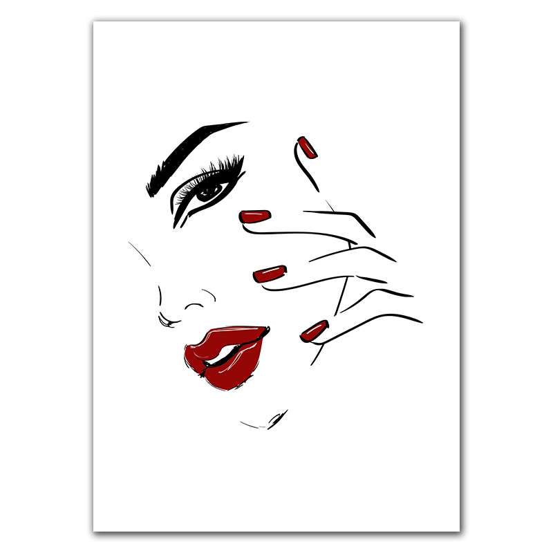 Red Lip Makeup Beauty Girls Face Wall Decor Art Poster Modern Picture Fashion Prints Canvas Painting For Girl Bedroom HD2965