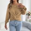 Women's Casual Color Off-Shoulder Knot Long Sleeve Sweater for Everyday Wear