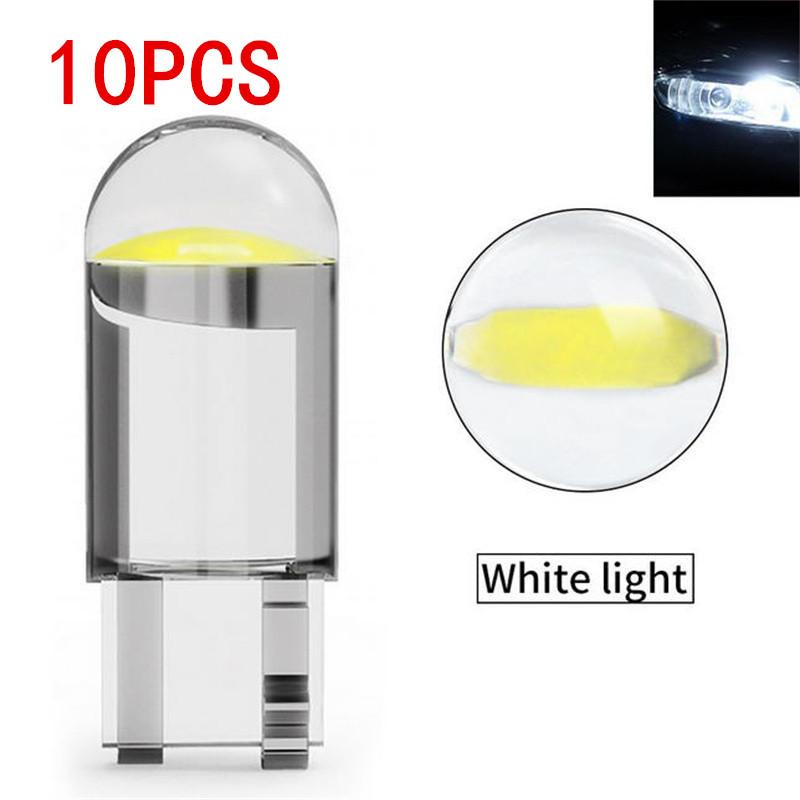 10PCS T10 W5W COB LED Bulbs Car Wedge Parking Lights White Light Auto License Plate Lamps Dome Read Lights 12V Universal