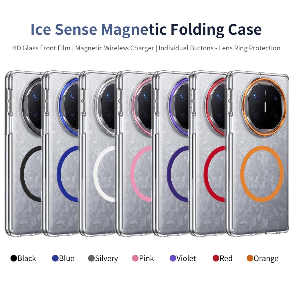 HD Transparent Magnetic Case For Huawei Mate X3 X5 X6 XT Foldable Crystal Clear Cover With Clear Tempered Glass Screen Protector