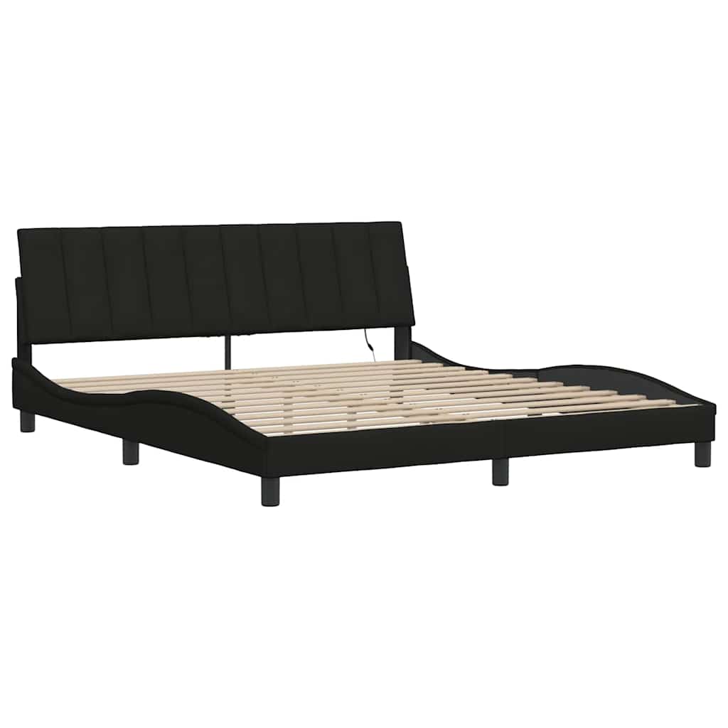 Bed Frame without Mattress  Hanko  Black 180x200 cm Fabric