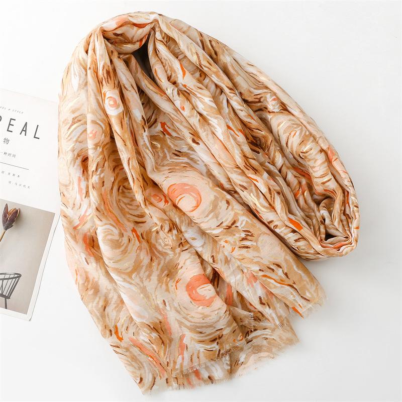 180*88cm Lightweight Scarves for Women Starry Sky Pattern Scarf Shawls Sunscreen Head Shawls Cotton Feeling  Scarves and Wraps for Summer Shawl