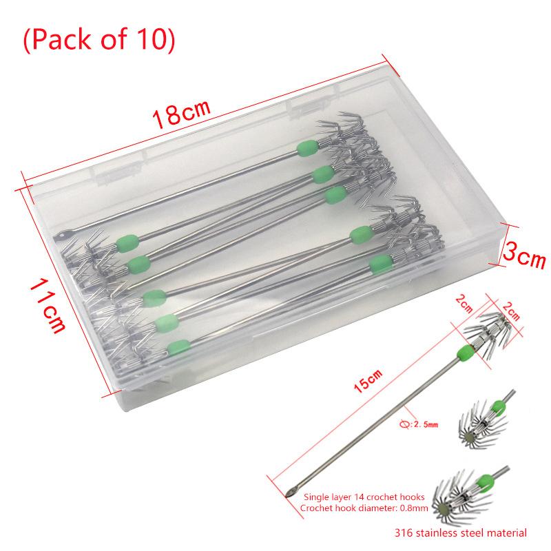 1/8/10/20Pcs/ Box Umbrella Hooks Live Bait Hooks Squid Blow Tubes Octopus Squid Hooks Stainless Steel Fishing Gear Accessories