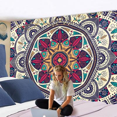 Arazzo da parete grande con mandala colorato, decorazione boho, trippy, in poliestere, hippie, sole e luna, tappeti da fattoria, decorazione per dormitorio, chakra