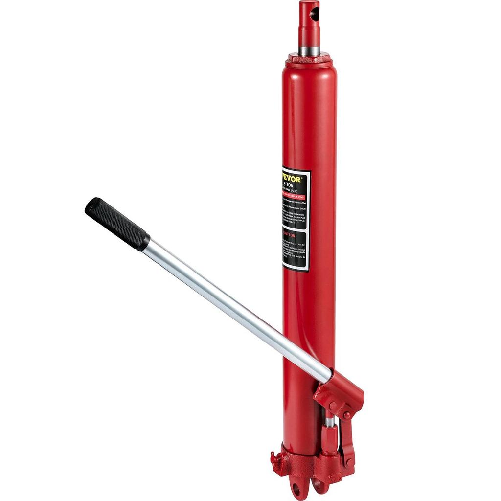 Hydraulic Long Ram Jack, 8 Tons/17363 lbs Capacity, with Single Piston Pump and Clevis Base, Manual Cherry Picker with Handle, for Garage/Shop Cranes,