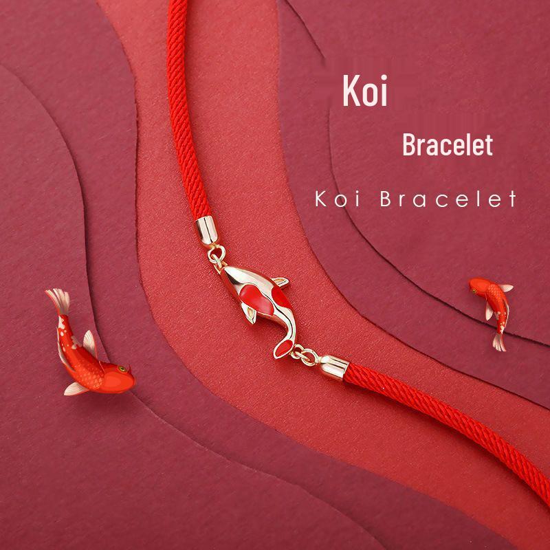 Forbidden City Good Luck Koi Bracelet: Red String for Prosperity and Abundance - Perfect Christmas/New Year Gift for Women.