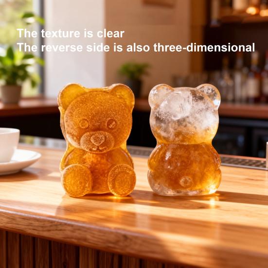 Bear Shape Ice Cube Mold 4-Cavity Silicone Ice Tray Easy Release