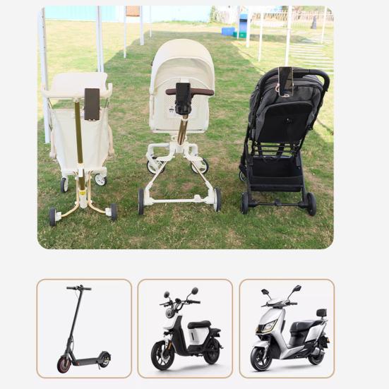 Stroller Hook Phone Stand Organizer 360 Degree Rotation Storage Hook Dual Function Stroller Phone Holder for Shopping Bags Bike Black