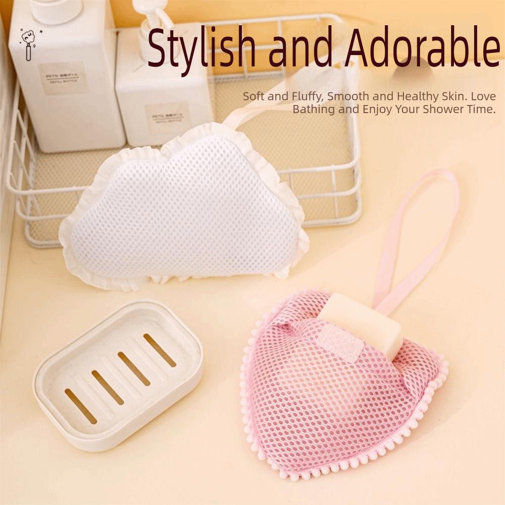 Cloud/Heart Shaped Foaming Soap Bag Exfoliating Massage Soap Bag Foam Mesh  Bath Body Washing