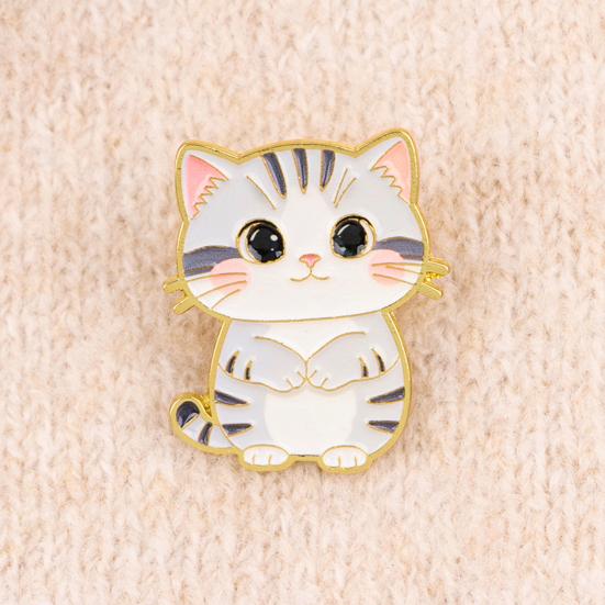 Decorative Brooch Enamel Cartoon Cat Shape Zinc Alloy Lapel Pin Sweater Dress Suit Lapel Badge Versatile Outfit Accessory