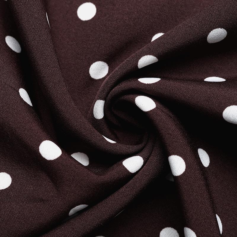 2026 Sexy Retro Polka Dot Halter Neck Dress: European & American Style, Slim Fit, Deep V-neck, Spaghetti Straps.