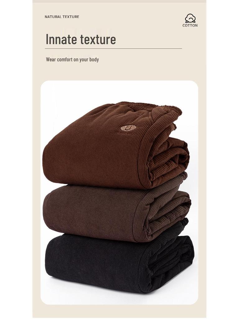 Women's Winter Plus Velvet Thickened Cotton Pants for Elderly: Warm, Loose Straight-Leg Fit for Grandma