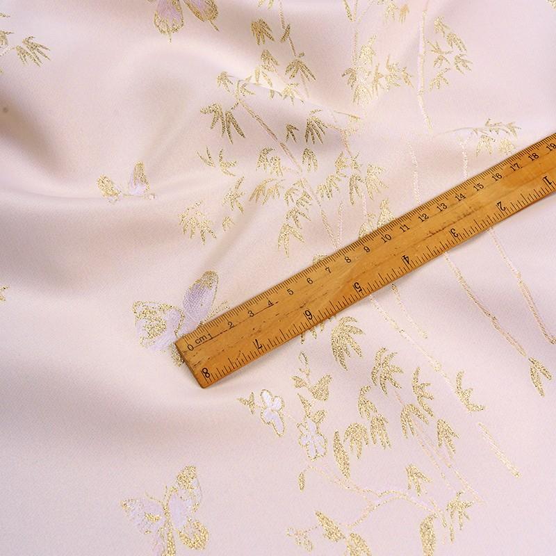 Chinese Style Song Brocade Fabric Bamboo Butterfly Brocade Jacquard Fabric Shiny Woven Gold Silk DIY Coat Vest