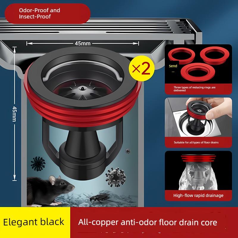 All-Copper Floor Drain Deodorizer for Bathroom, Universal Inner Core for Sewer Pipes, Anti-Odor Device, Sealing Non-Return Valve, Insect Prevention