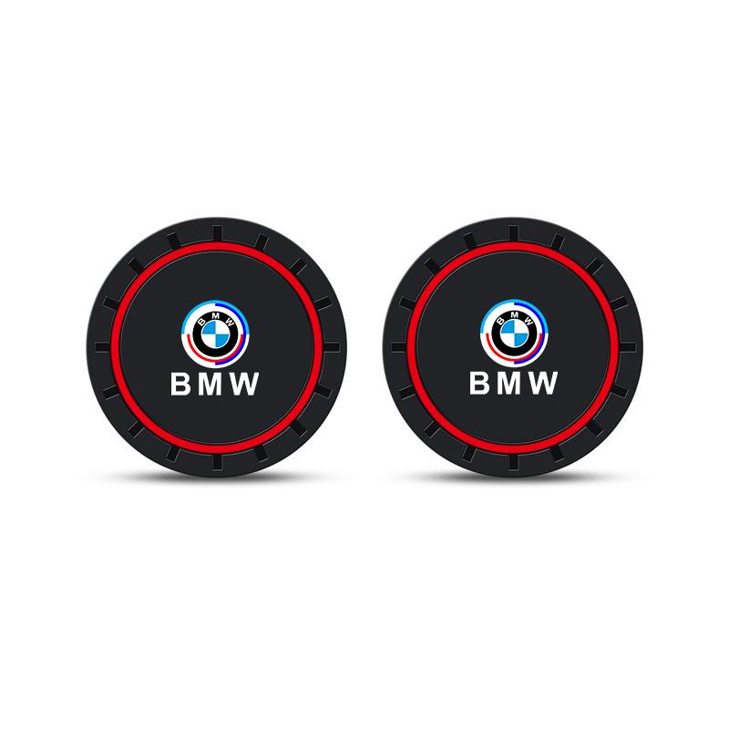 2pcs Car Water Cup Pad Car Coaster Anti-Slip Drink Holder Interior Mat For BMW 50th Anniversary E39 E46 E90 E60 F10 F11 F20 F30 WE5