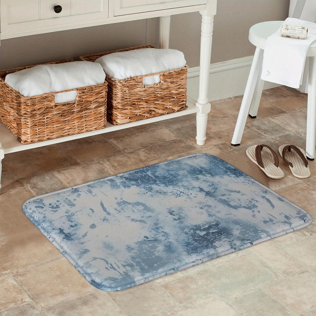 1PC Marbled Watercolor Kitchen Rug Non-Slip Door Mat Pop Design Bathroom Rug Bath Mat Carpet for Home Sink Laundry Ecoreeree