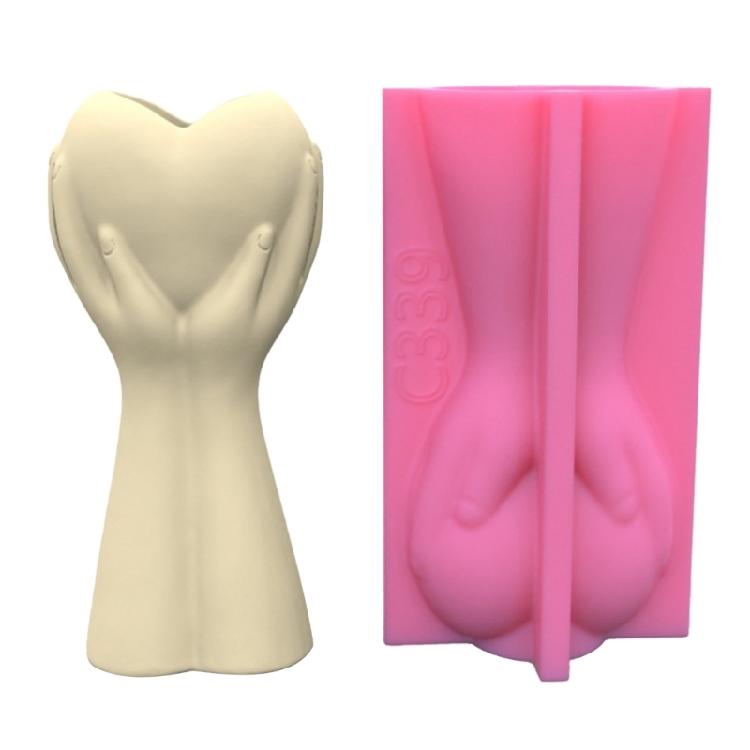 

Silicone Mold Hold Heart with Hand Flower Pot Succulent Plant Mould DIY Concrete Vase Resin Mold Home Decorations 1