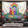 Wall Hanging Tapestry Custom NameTeletubbies Pattern Personalized Printed Fabric Wall Decor