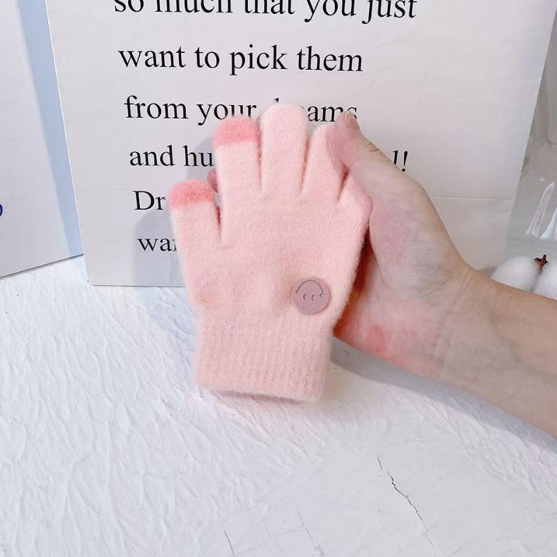 Children's Gloves, Thin Boys, Babies, Boys and Girls, Winter Girls, Five Fingers To Keep Warm, Smiling Faces, Elementary School Students Winter