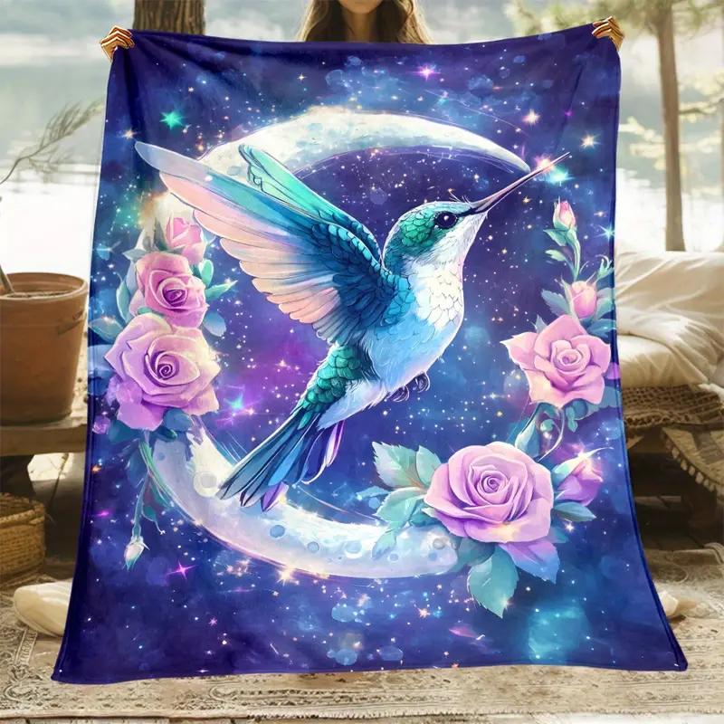 Gram style canary and rose flannel blanket suitable for bedding, office, home, camping, warming, sofa, Christmas Halloween 130x150cm