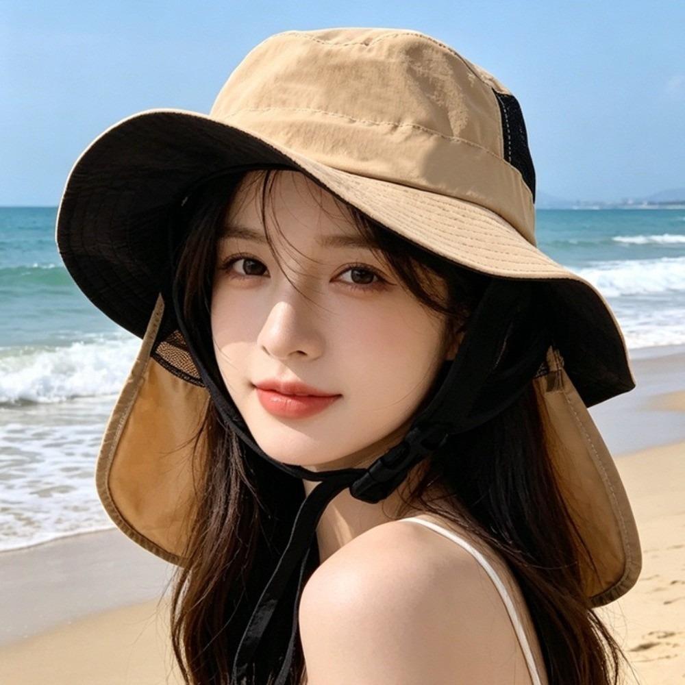 Adjustable Fisherman Hat Sun Protection Shawl Bucket Hat Fashion Beach Cap Outdoor