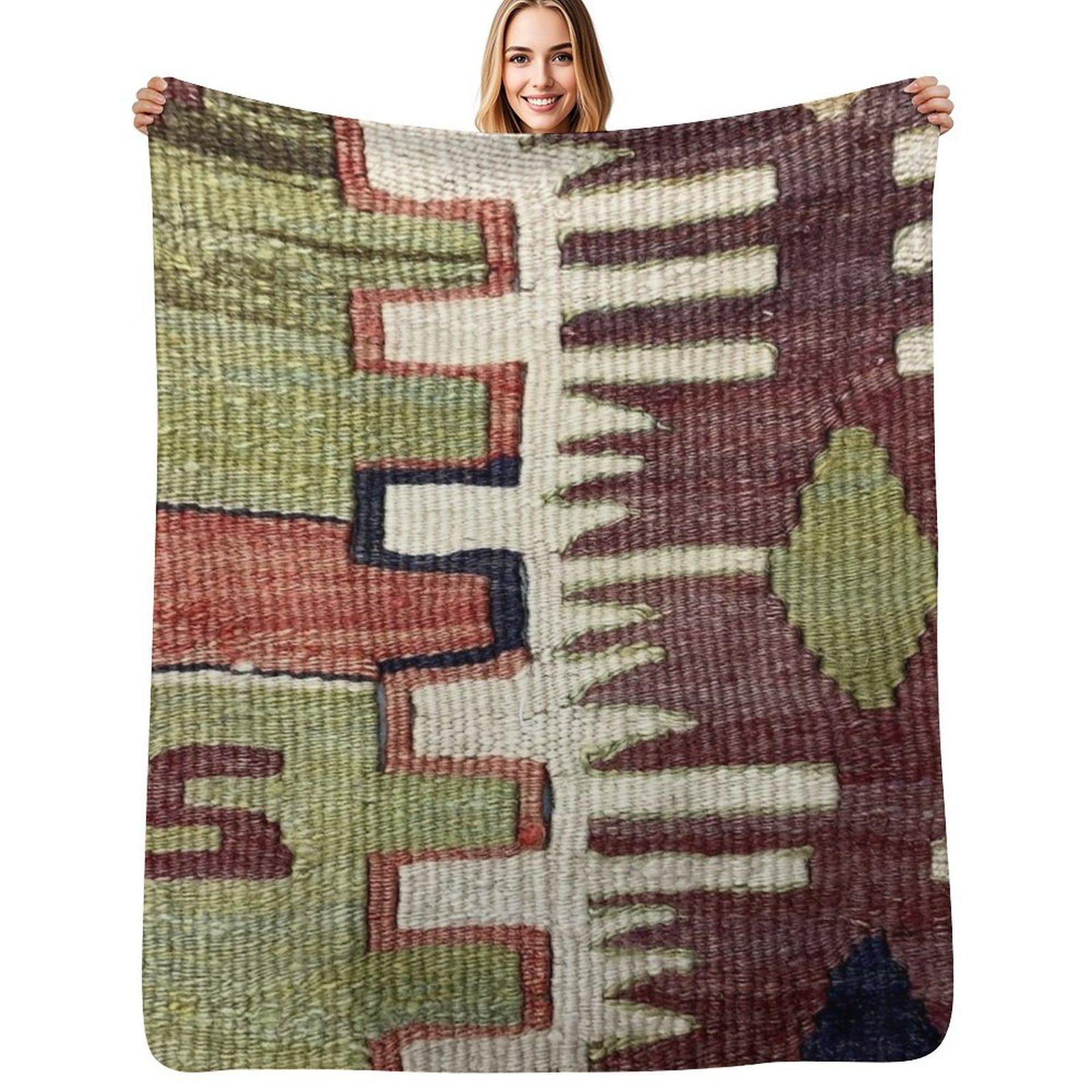 Happy Adults Toys Unisex Boho Kilim, Navaho Weave, Woven Textile, Persian Carpet Throw Blanket Year Round Soft Comfortable Blanket For Home