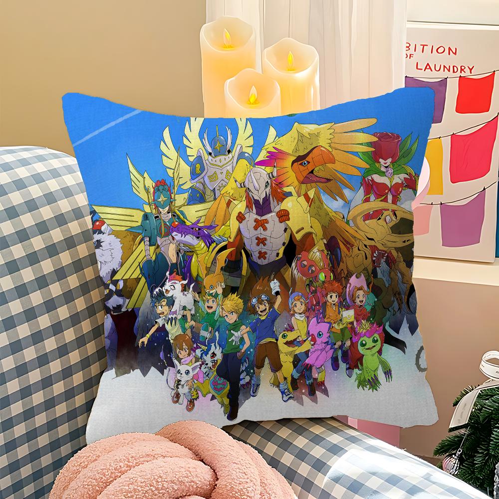 Anime Digimon Office Cushion Pillowcase Car Cushion Cover45X45CM Lumbar Pillowcase Sofa Pillowcover