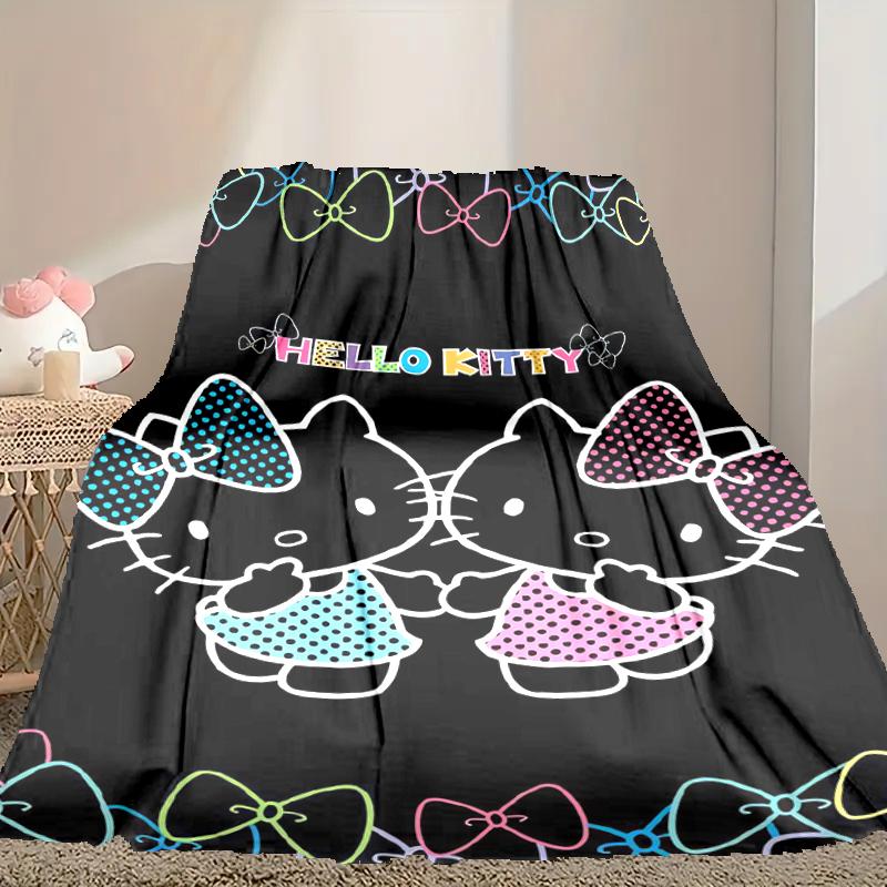 1pc Hello Kitty Blanket, Home Printed Throw Blanket - Soft Blanket Gift for Family, Washable Sofa Bed Blanket