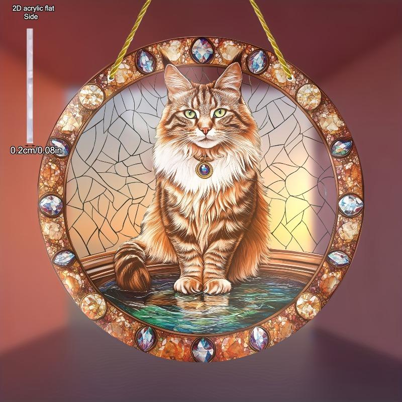 2D Flat Acrylic Maine Cat Sun Catcher - Indoor/ Outdoor Wall Art, Nurseries, Vintage Home Decor Wall for Bar Kitchen, Restaurant Shop Wall Decor,
