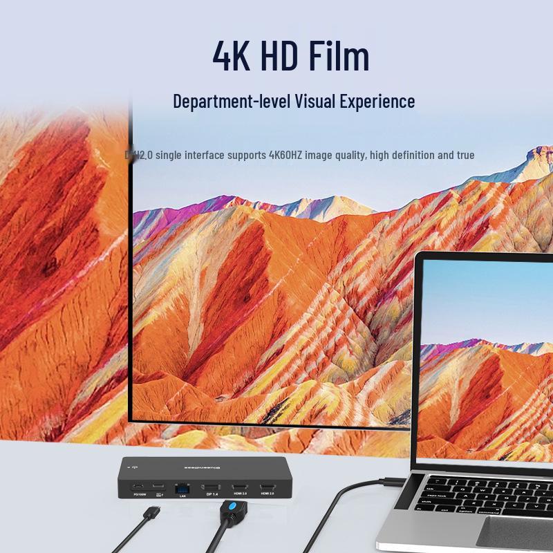 USB-C Docking Station: Dual DP/HDMI, Quad-Screen Display, USB 3.1 Splitter, Ethernet Port, Laptop Expansion Dock