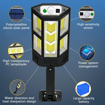 LED Solar Street Light Outdoor Waterproof Motion Sensor Remote Control Lights 3 Mode Garden Courtyard Porch Decorative Wall Lamp