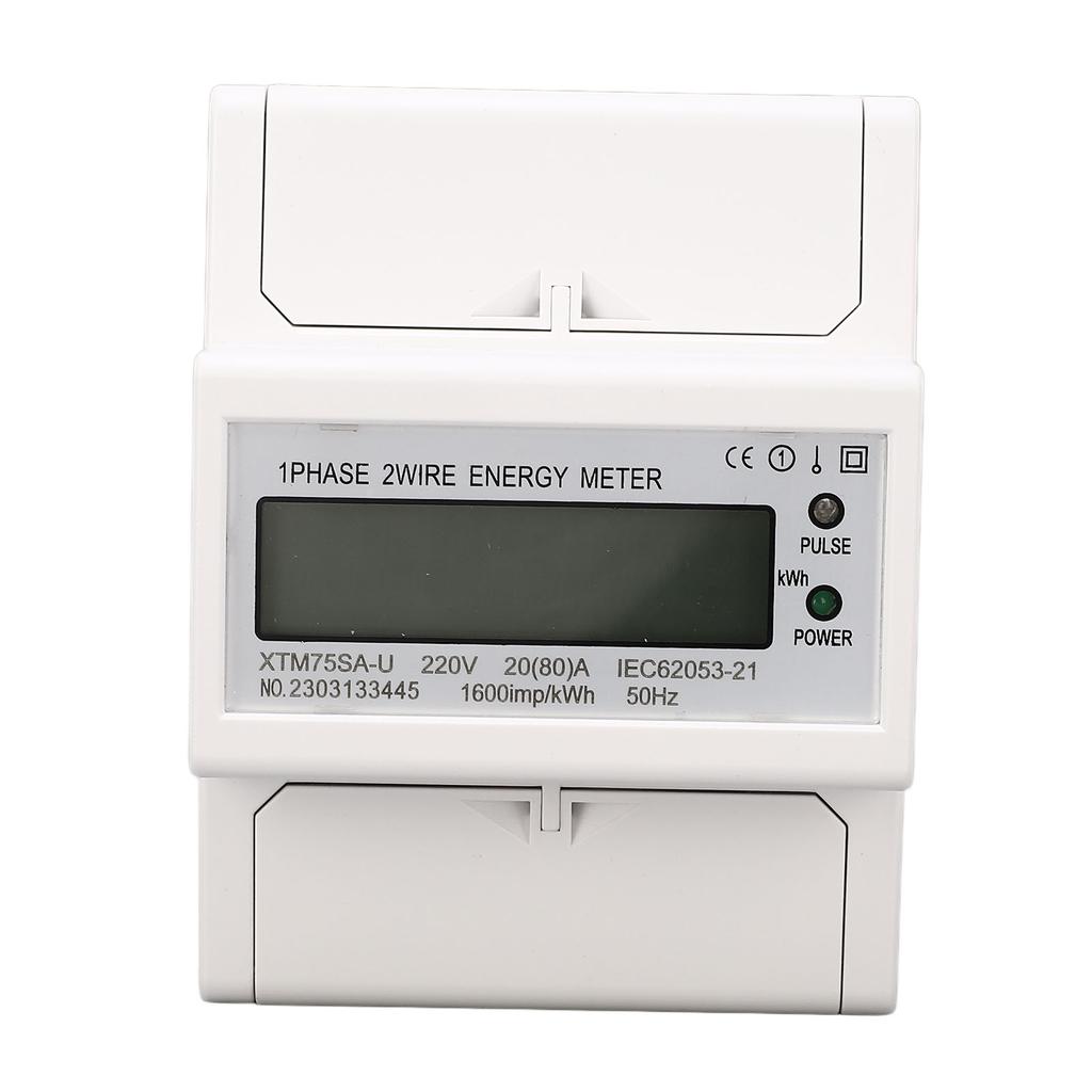 Watt Meter Electricity Usage Monitor Current Voltage Tester 1 Phase 4P LCD Display DIN Rail Mount