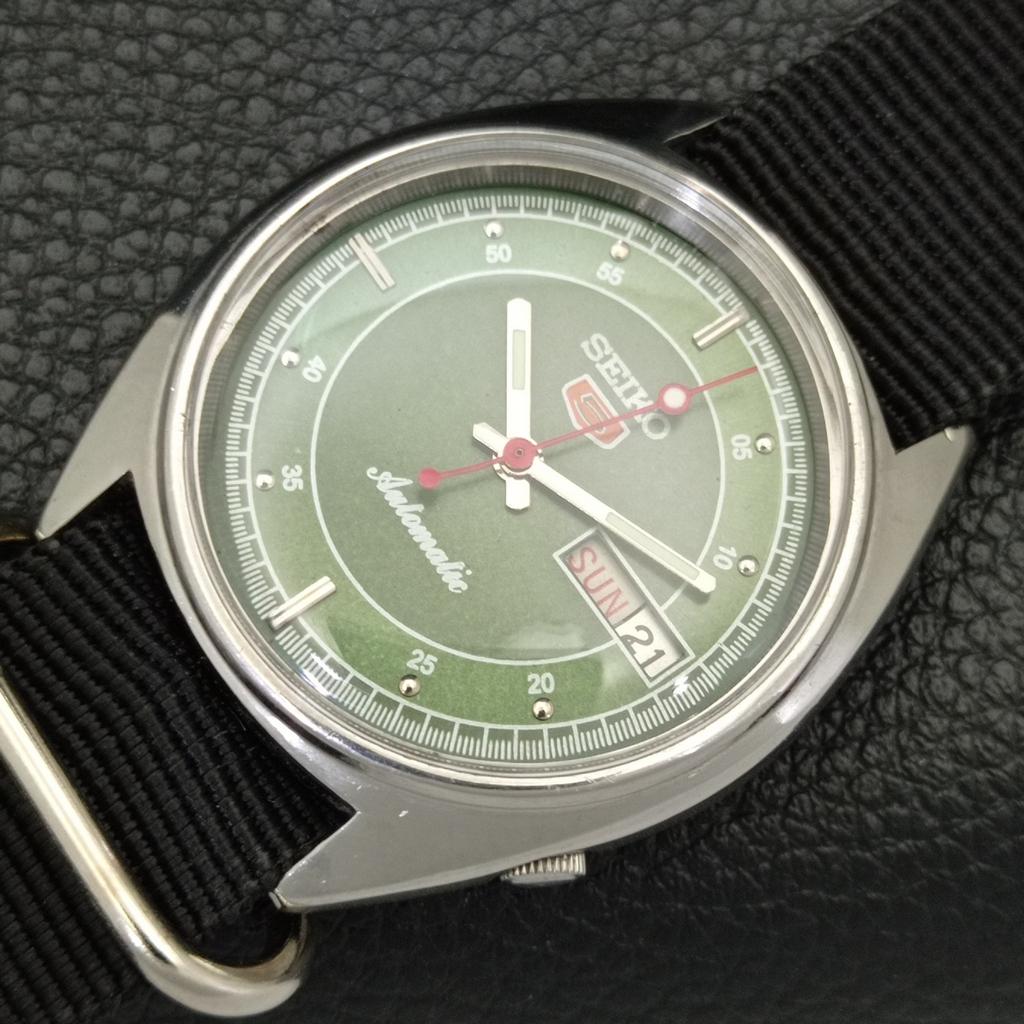 JAPAN VINTAGE SEIKO 5 AUTOMATIC 6309A MENS GREEN COLOR DIAL WATCH a701248-5 R206a-a701248